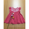 vestido de viscosa casual de ganchillo de color liso para niñas